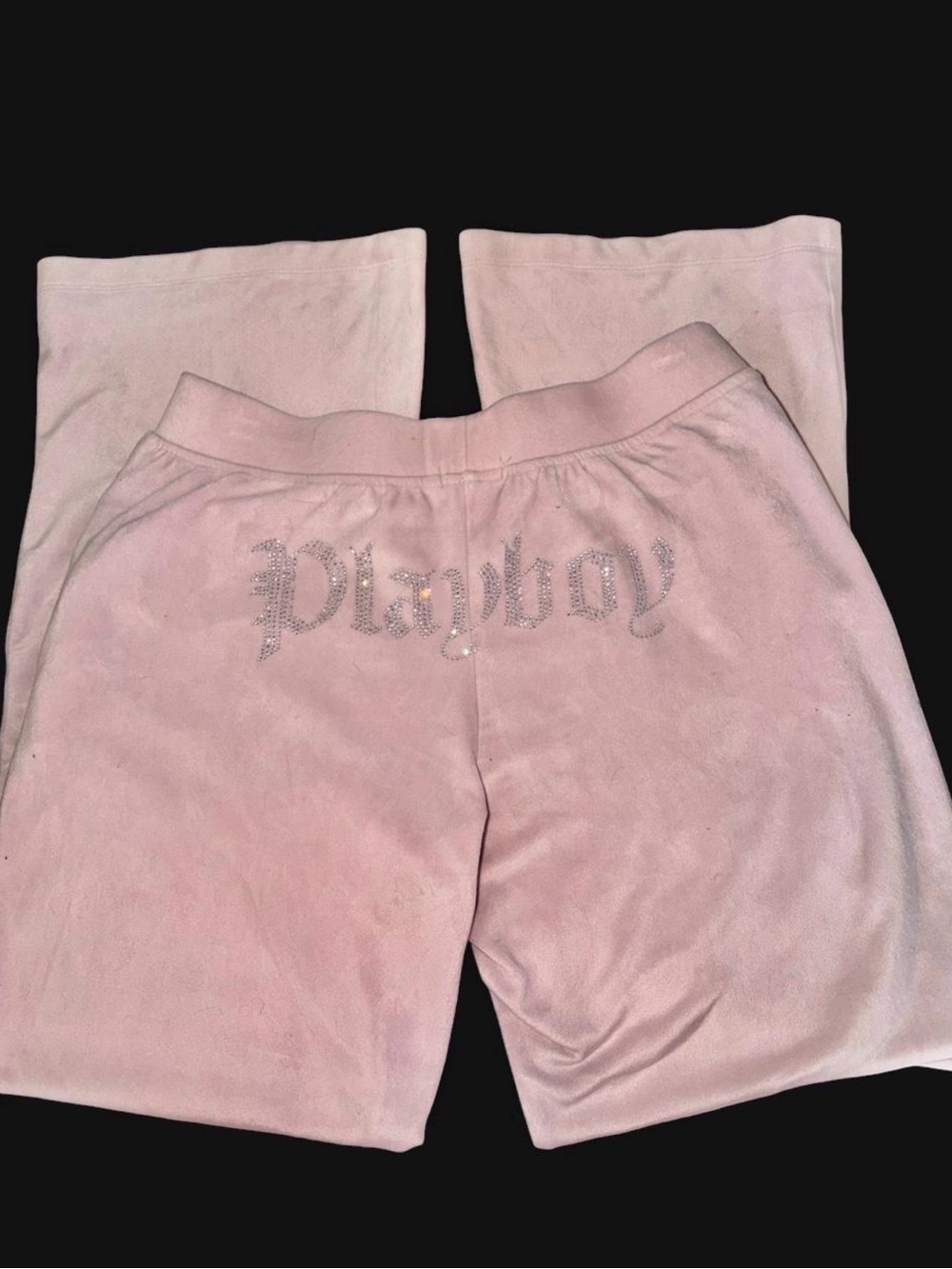 PLAYBOY Light Pink Velour Lounge Pants with Branded Waist Tag